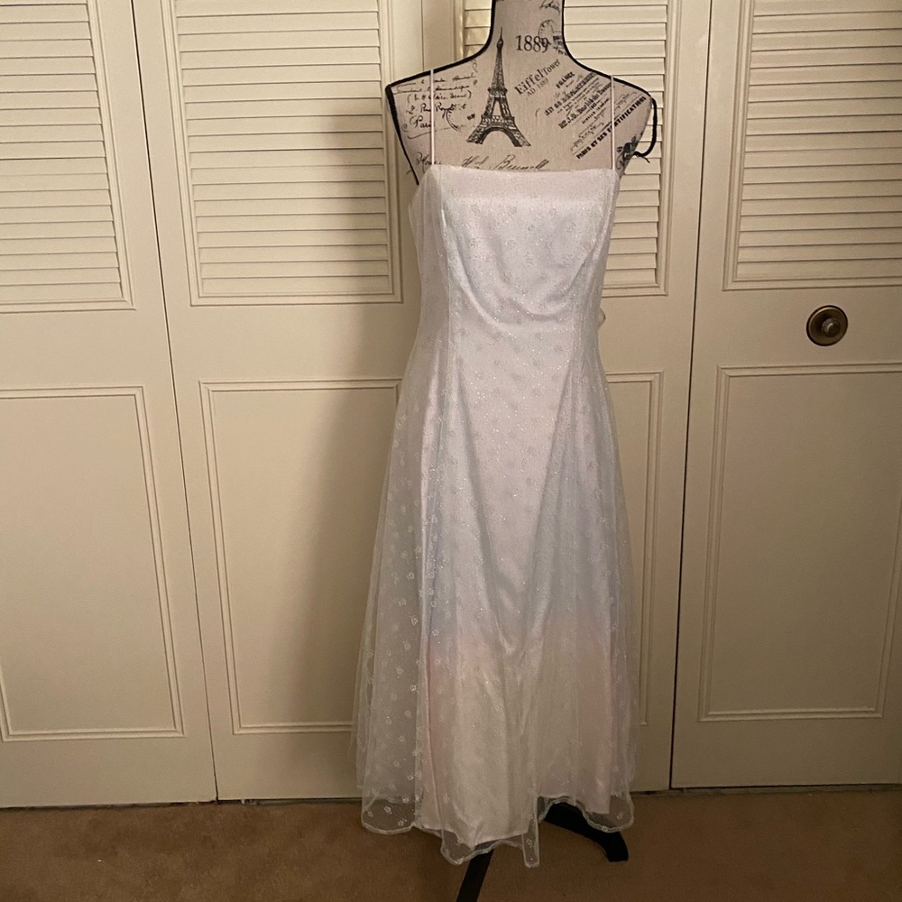 Zum Zum Niki Livas White Glitter Pastel Ombre Prom Dress 90s Y2K